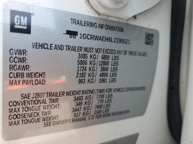 1GCRWAEH6LZ295521 - 2020 CHEVROLET SILVERADO C1500 WHITE photo 12