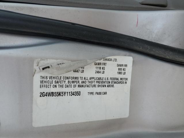 2G4WB55K5Y1134350 - 2000 BUICK REGAL LS SILVER photo 12