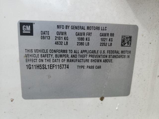 1G11H5SL1EF116774 - 2014 CHEVROLET MALIBU LTZ თეთრი ფოტო 12