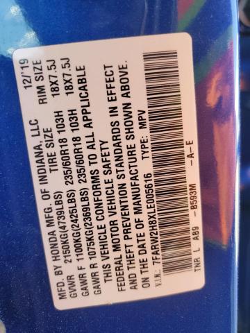 7FARW2H8XLE005616 - 2020 HONDA CR-V EXL Көк фото 12