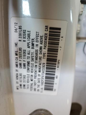 1HGCP3F87CA030829 - 2012 HONDA ACCORD EXL WHITE photo 12
