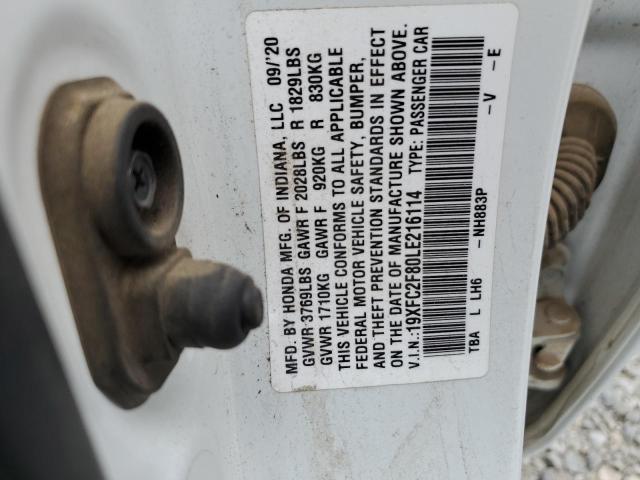 19XFC2F80LE216114 - 2020 HONDA CIVIC SPORT 白色 照片 12