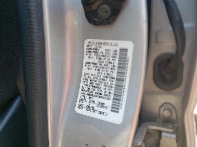 JN8DR09X34W802380 - 2004 NISSAN PATHFINDER LE SILVER photo 12