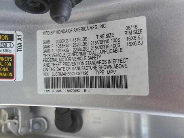 5J6RM4H39GL087126 - 2016 HONDA CR-V LX 银色 照片 13