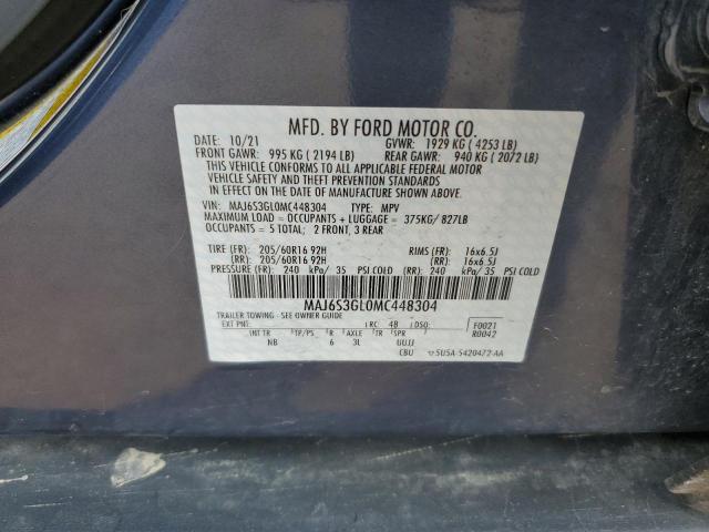 MAJ6S3GL0MC448304 - 2021 FORD ECOSPORT SE Mavi foto 12