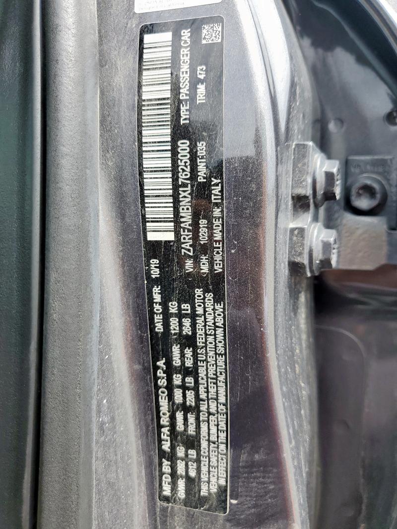 ZARFAMBNXL7625000 - 2020 ALFA ROMEO GIULIA TI 灰色 照片 12
