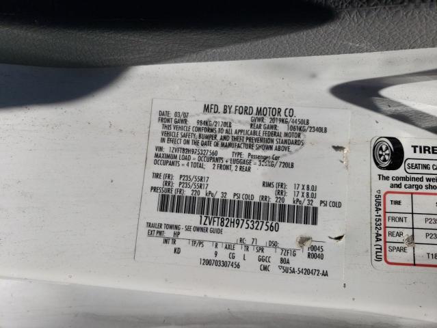 1ZVFT82H975327560 - 2007 FORD MUSTANG GT WHITE photo 12