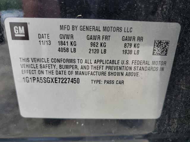 1G1PA5SGXE7227450 - 2014 CHEVROLET CRUZE LS CHARCOAL photo 12