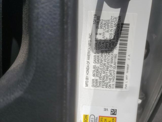 1HGCV1F32LA011992 - 2020 HONDA ACCORD SPORT 白色 照片 12