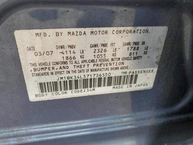 JM1BK34L571736350 - 2007 MAZDA SPEED 3 BLUE photo 10