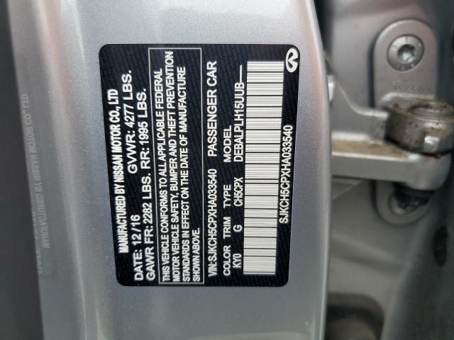 SJKCH5CPXHA033540 - 2017 INFINITI QX30 BASE SILVER photo 12