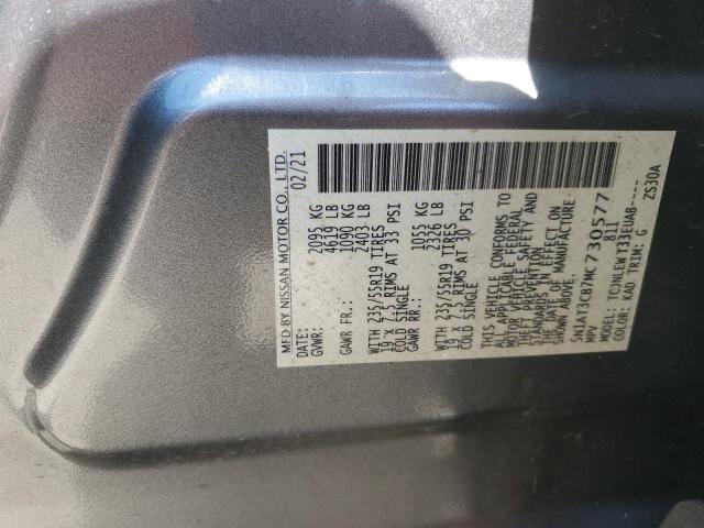 5N1AT3CB7MC730577 - 2021 NISSAN ROGUE SL GRAY photo 12