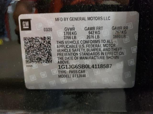 1G1JG6SB0L4118587 - 2020 CHEVROLET SONIC BLACK photo 12