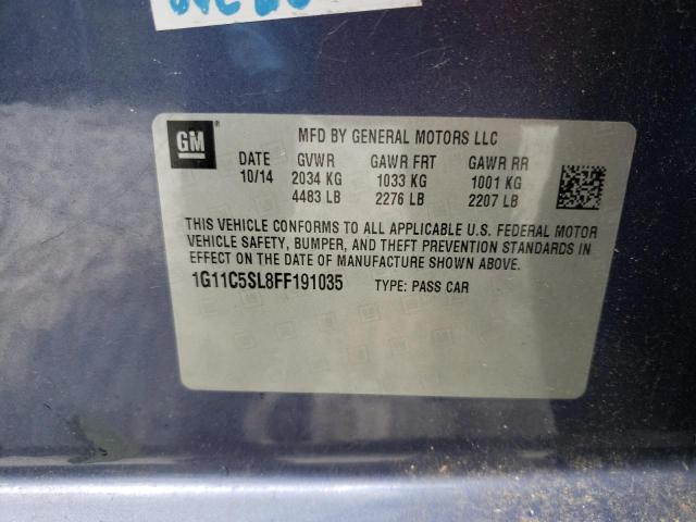 1G11C5SL8FF191035 - 2015 CHEVROLET MALIBU 1LT 蓝色 照片 12