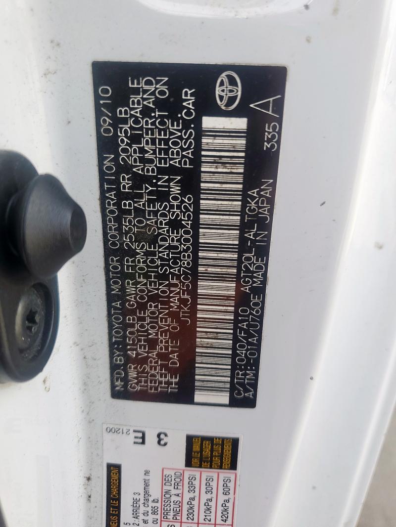 JTKJF5C78B3004526 - 2011 TOYOTA SCION TC Ağ foto 12