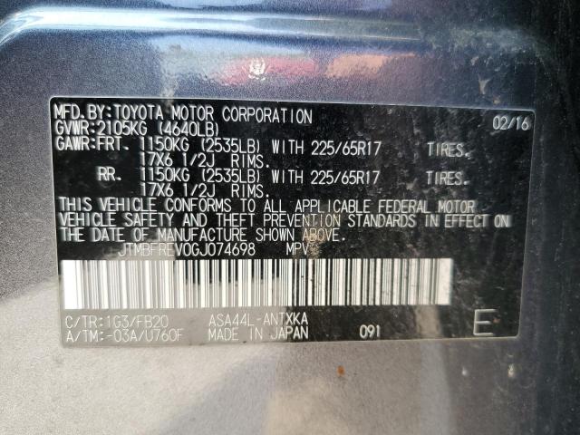 JTMBFREV0GJ074698 - 2016 TOYOTA RAV4 LE GRAY photo 13