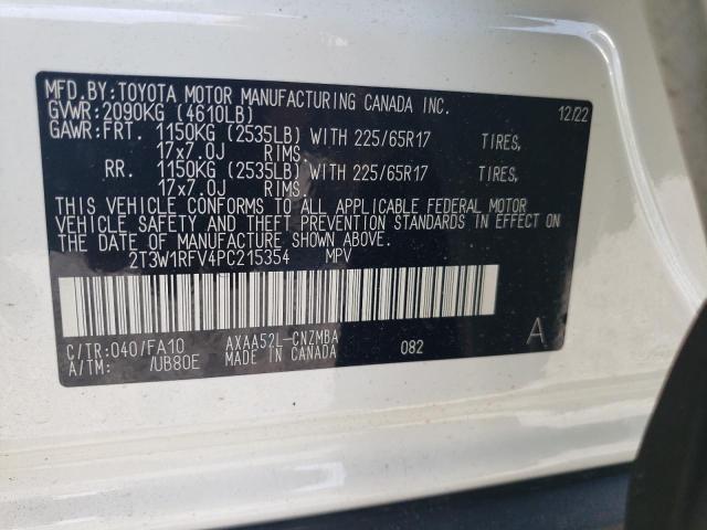 2T3W1RFV4PC215354 - 2023 TOYOTA RAV4 XLE WHITE photo 12