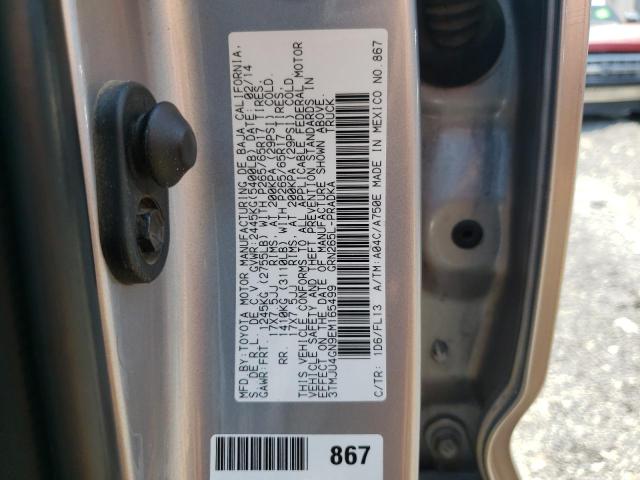 3TMJU4GN9EM165499 - 2014 TOYOTA TACOMA DOUBLE CAB PRERUNNER GRAY photo 12