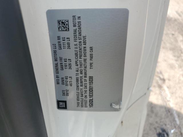 1G6DL1E33D0115038 - 2013 CADILLAC CTS PERFORMANCE COLLECTION Белый фото 12