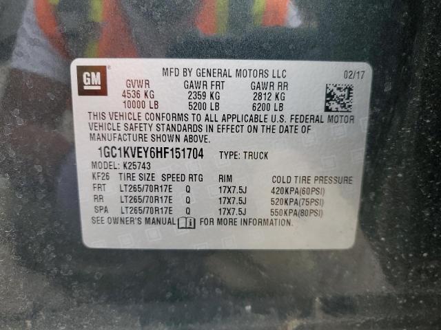 1GC1KVEY6HF151704 - 2017 CHEVROLET 2500 K2500 HEAVY DUTY LT CHARCOAL photo 12