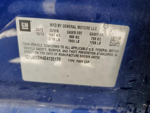 1G1JA5SH4E4135170 - 2014 CHEVROLET SONIC LS BLUE photo 12