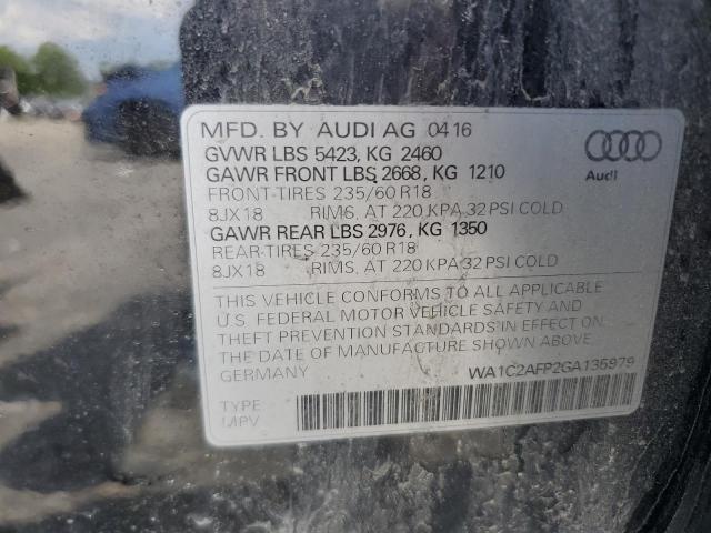WA1C2AFP2GA135979 - 2016 AUDI Q5 PREMIUM Սև լուսանկար 14