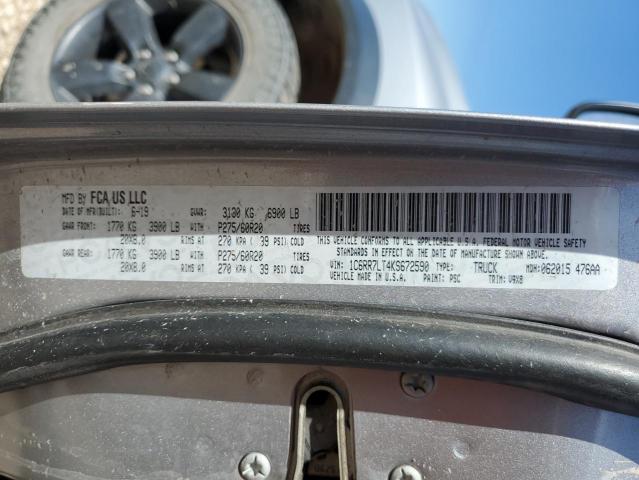 1C6RR7LT4KS672590 - 2019 RAM 1500 CLASS SLT 灰色 照片 12