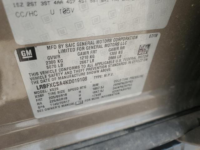 LRBFXCSA4KD019108 - 2019 BUICK ENVISION ESSENCE Շագանակագույն լուսանկար 13