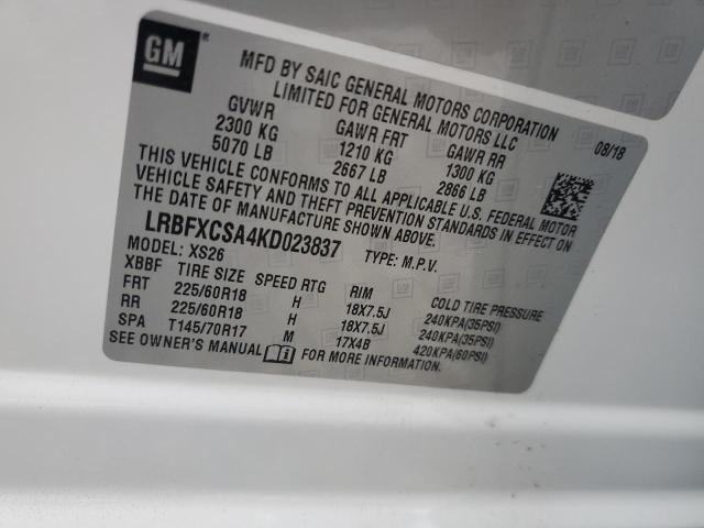 LRBFXCSA4KD023837 - 2019 BUICK ENVISION ESSENCE Ağ foto 13