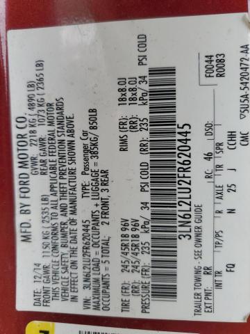 3LN6L2LU2FR620445 - 2015 LINCOLN MKZ HYBRID Qırmızı foto 12