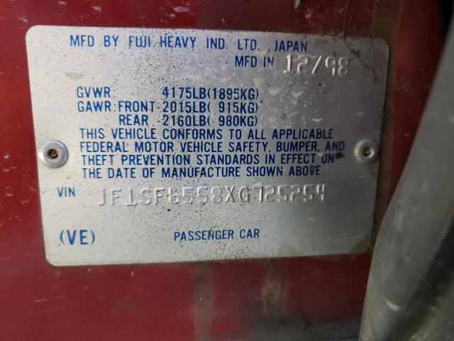 JF1SF6558XG725254 - 1999 SUBARU FORESTER S RED photo 12