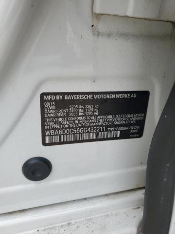 WBA6D0C56GG432211 - 2016 BMW 640 I GRAN COUPE WHITE photo 12