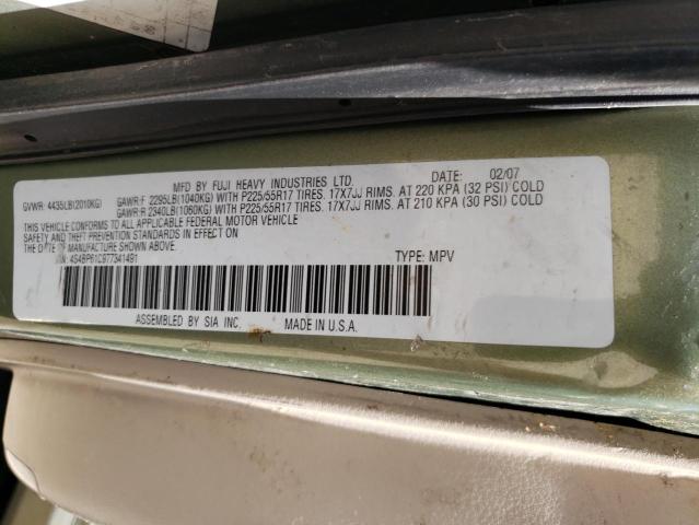 4S4BP61C977341491 - 2007 SUBARU LEGACY OUTBACK 2.5I GREEN photo 12