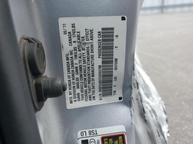 2HGFG3B27CH503788 - 2012 HONDA CIVIC DX SILVER photo 12