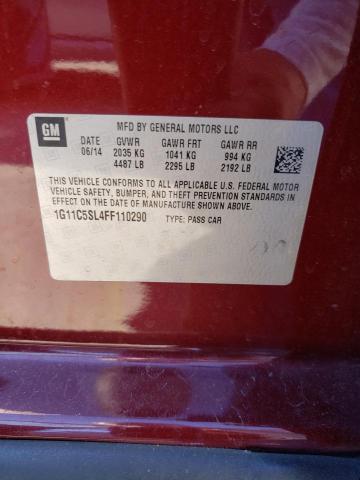1G11C5SL4FF110290 - 2015 CHEVROLET MALIBU 1LT ბურგუნდია ფოტო 10