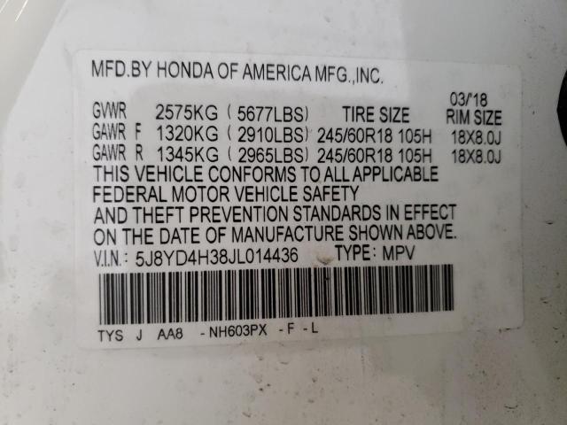 5J8YD4H38JL014436 - 2018 ACURA MDX WHITE photo 13