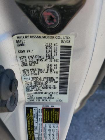 1N6BD06T09C402382 - 2009 NISSAN FRONTIER KING CAB XE SILVER photo 13