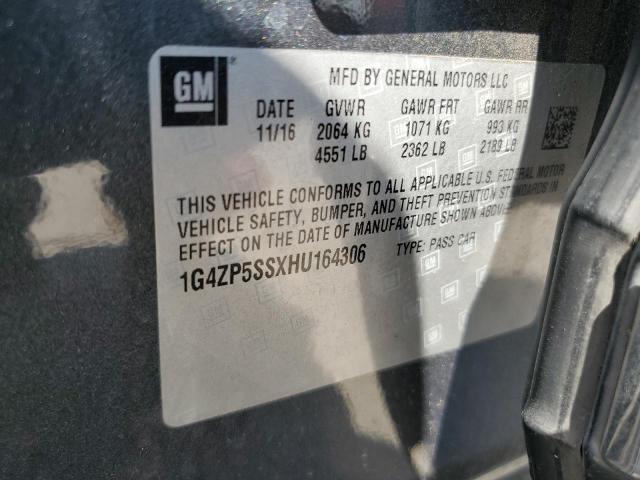 1G4ZP5SSXHU164306 - 2017 BUICK LACROSSE ESSENCE GRAY photo 12
