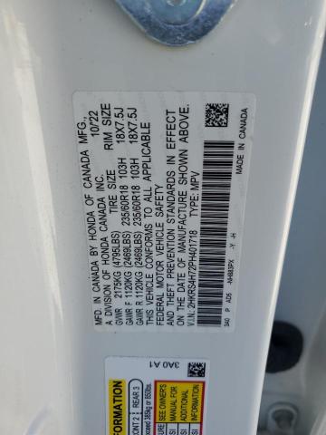 2HKRS4H72PH401718 - 2023 HONDA CR-V EXL WHITE photo 12