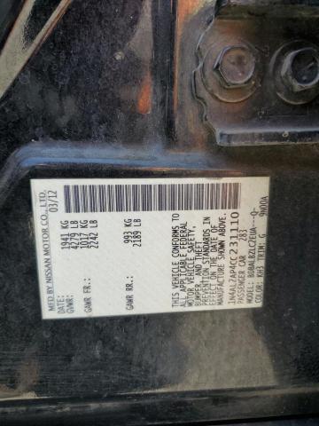 1N4AL2AP4CC231110 - 2012 NISSAN ALTIMA BASE BLACK photo 13
