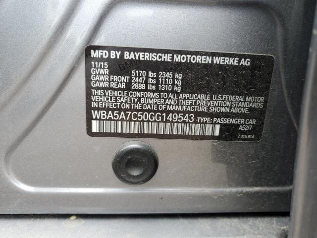 WBA5A7C50GG149543 - 2016 BMW 528 XI GRAY photo 12