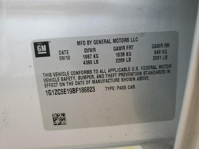 1G1ZC5E19BF186823 - 2011 CHEVROLET MALIBU 1LT SILVER photo 12