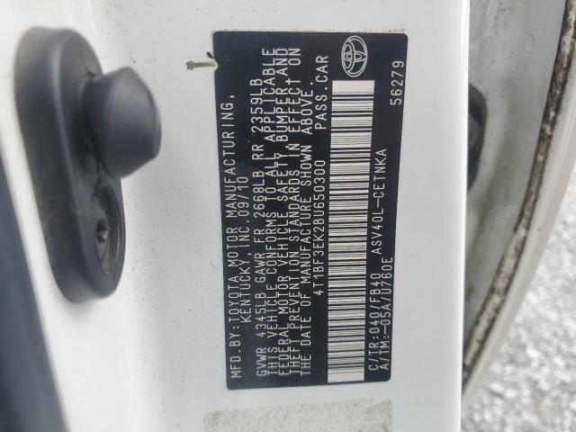 4T1BF3EK2BU650300 - 2011 TOYOTA CAMRY BASE 白色 照片 12