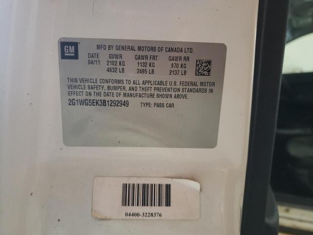 2G1WG5EK3B1292949 - 2011 CHEVROLET IMPALA LT თეთრი ფოტო 12