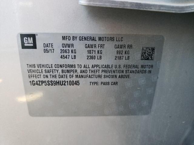 1G4ZP5SS9HU210045 - 2017 BUICK LACROSSE ESSENCE ვერცხლისფერი ფოტო 12