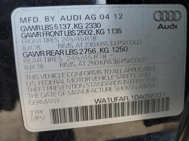 WA1UFAFL1DA058331 - 2013 AUDI A4 ALLROAD PREMIUM PLUS BLACK photo 13