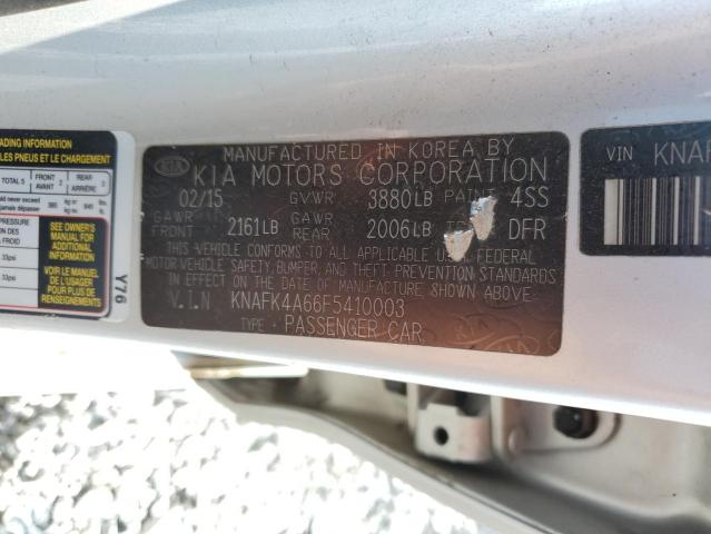 KNAFK4A66F5410003 - 2015 KIA FORTE LX SILVER photo 12