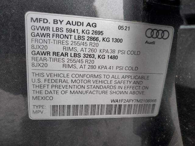 WA1F2AFY7M2108966 - 2021 AUDI Q5 PRESTIGE GRAY photo 13