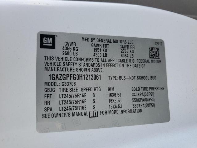 1GAZGPFG0H1213061 - 2017 CHEVROLET EXPRESS G3 LT WHITE photo 13