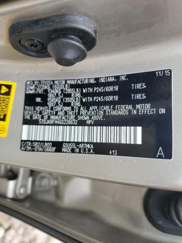 5TDJKRFH4GS226632 - 2016 TOYOTA HIGHLANDER XLE BEIGE photo 13